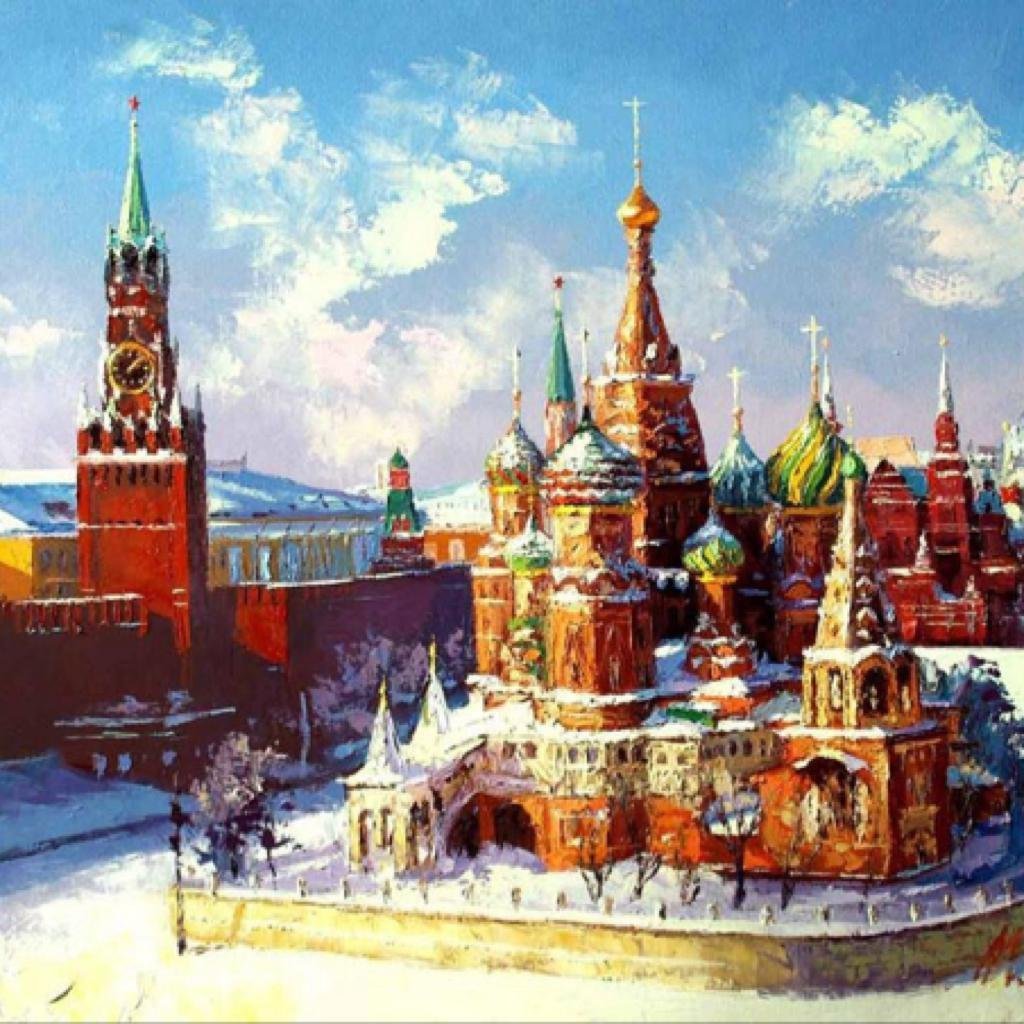 Московский собор Василия Блаженного акварель