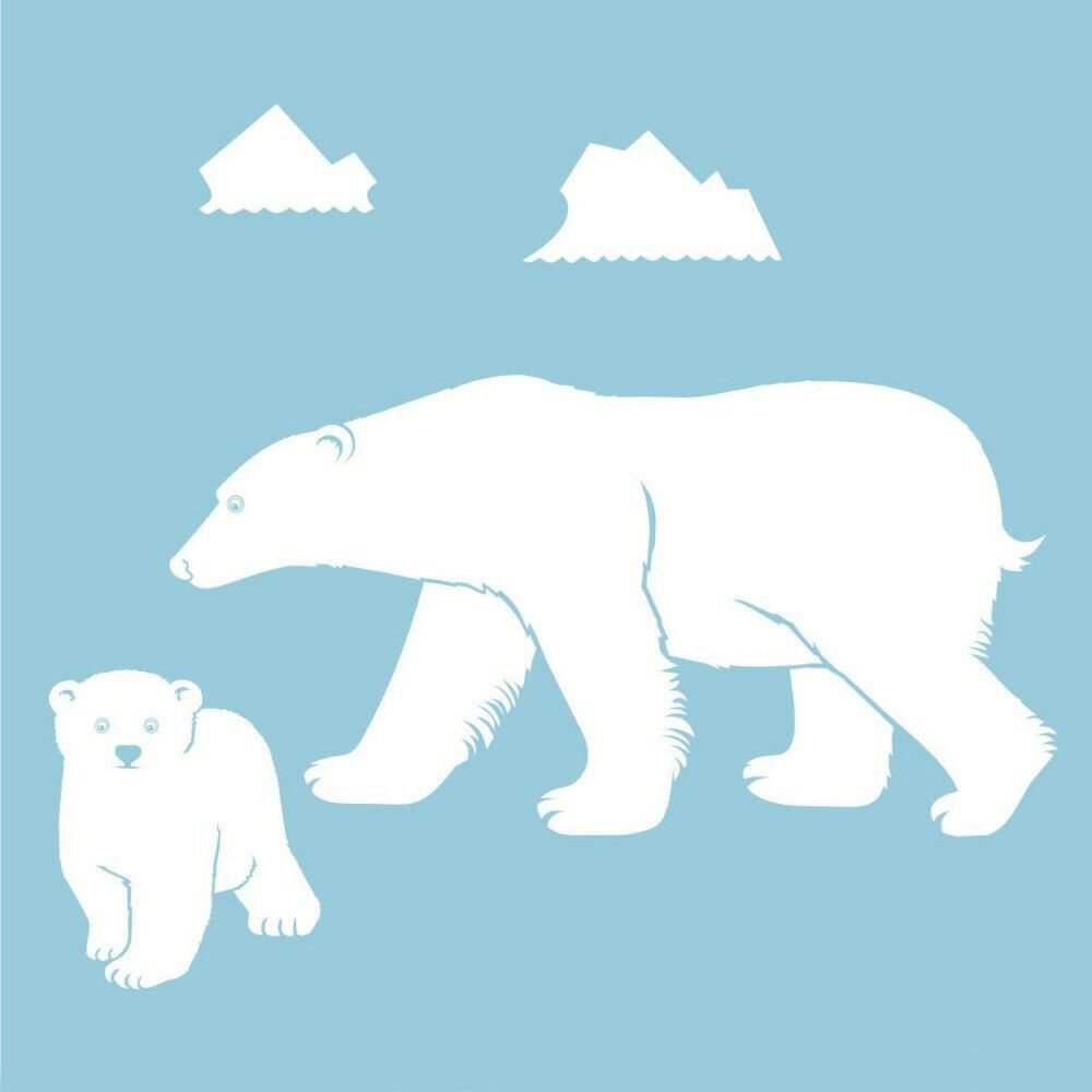 Медведь контур Графика белый