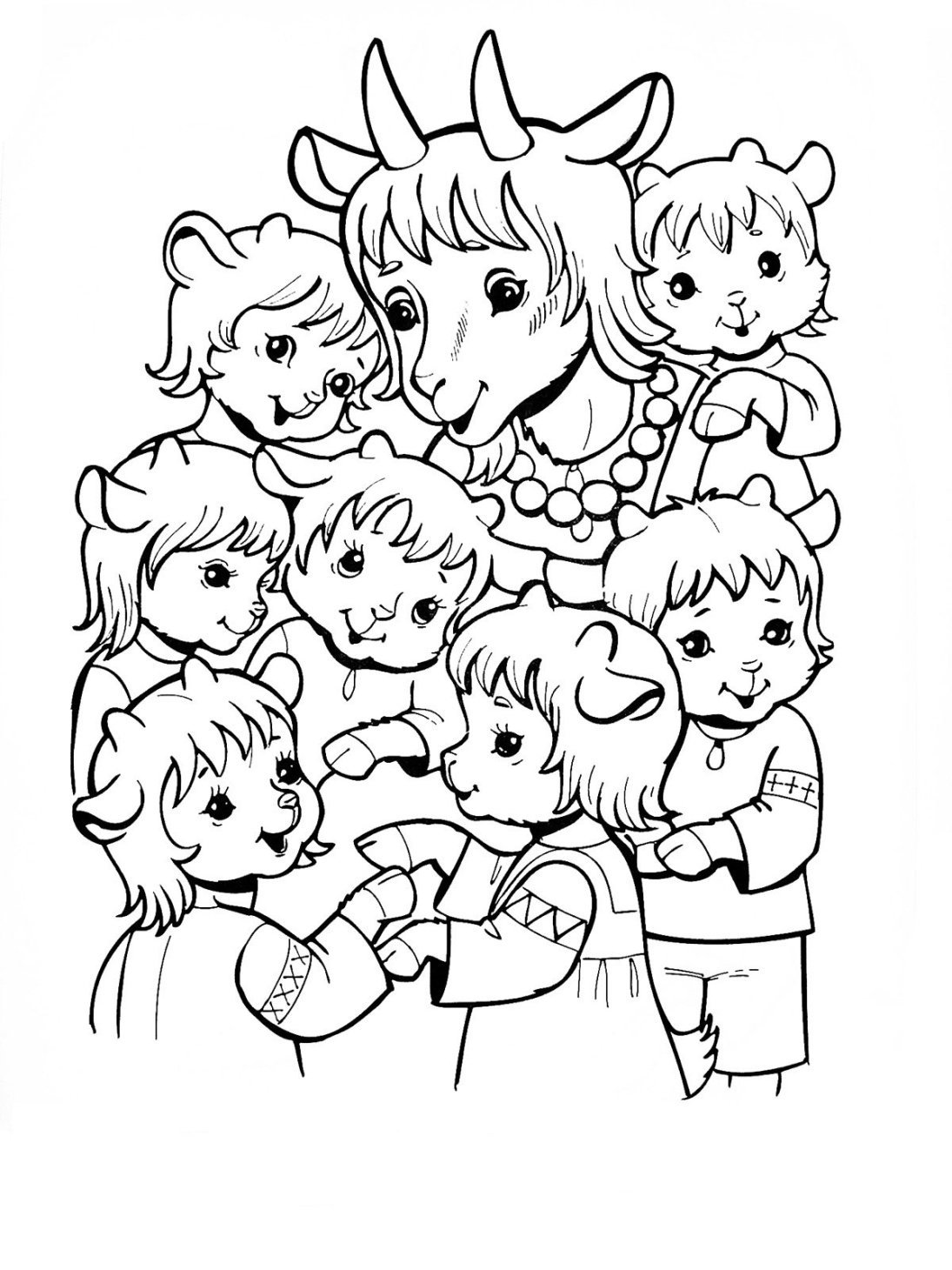 Волк и 7 козлят разукрашка