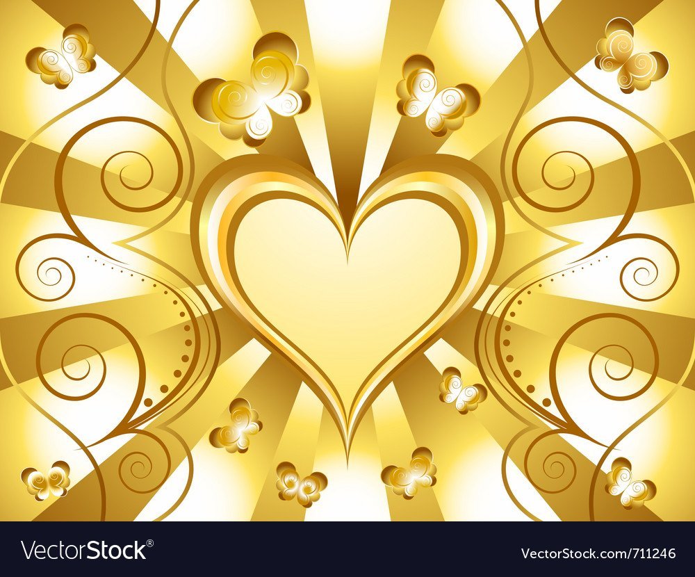 Обои фон золотистый сердечками