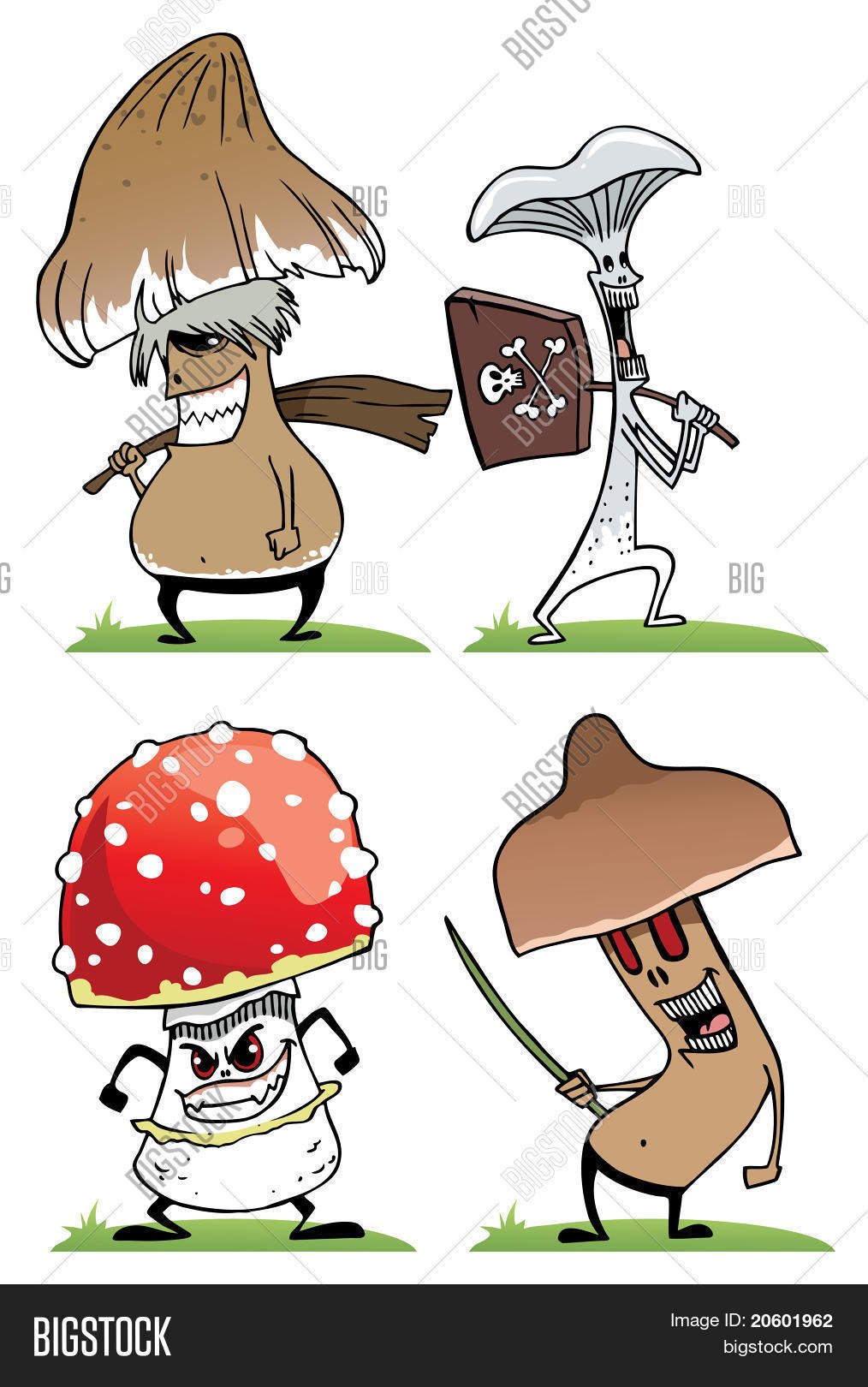 Мультяшные ядовитые грибы