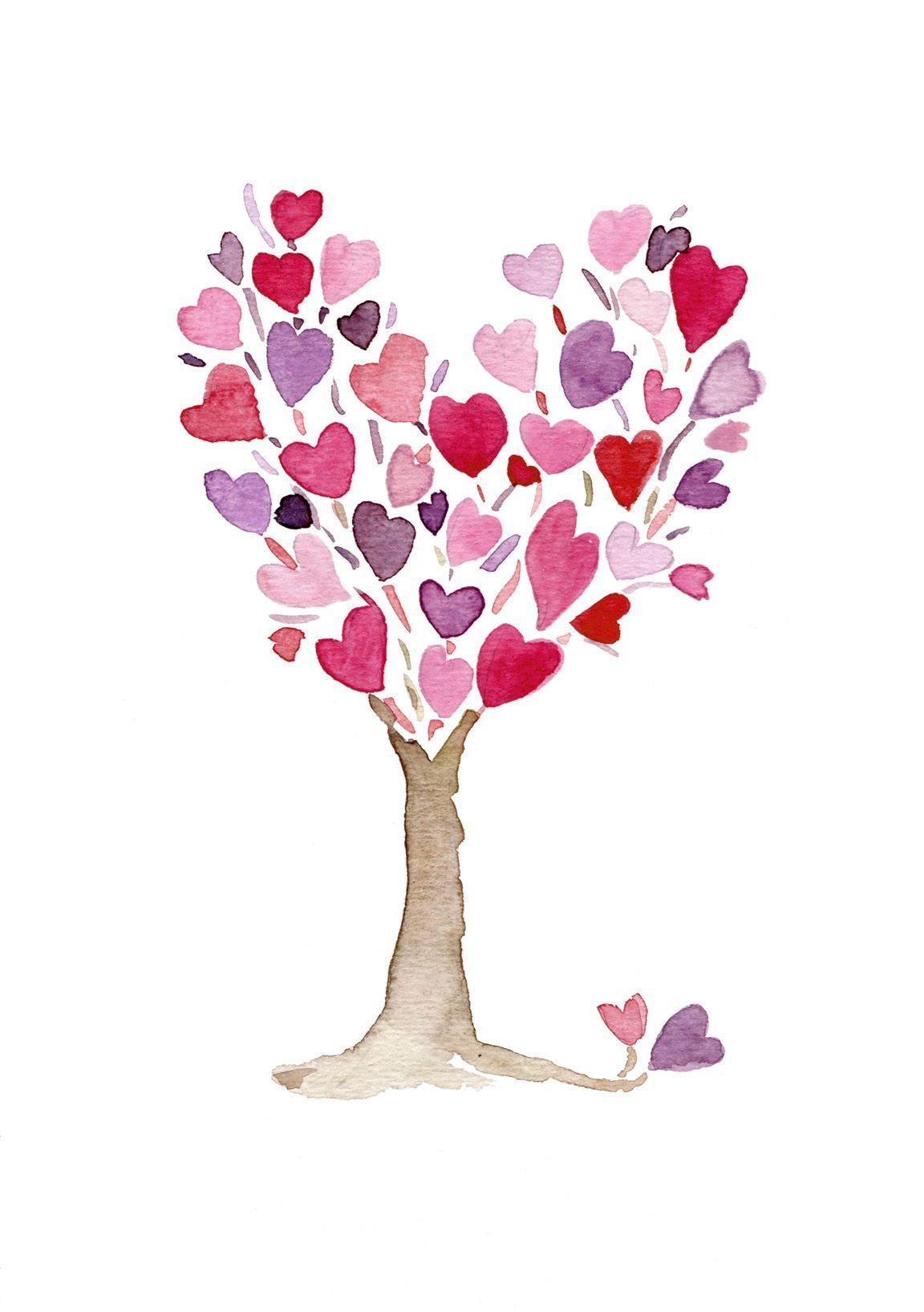 Открытка дерево из сердечек