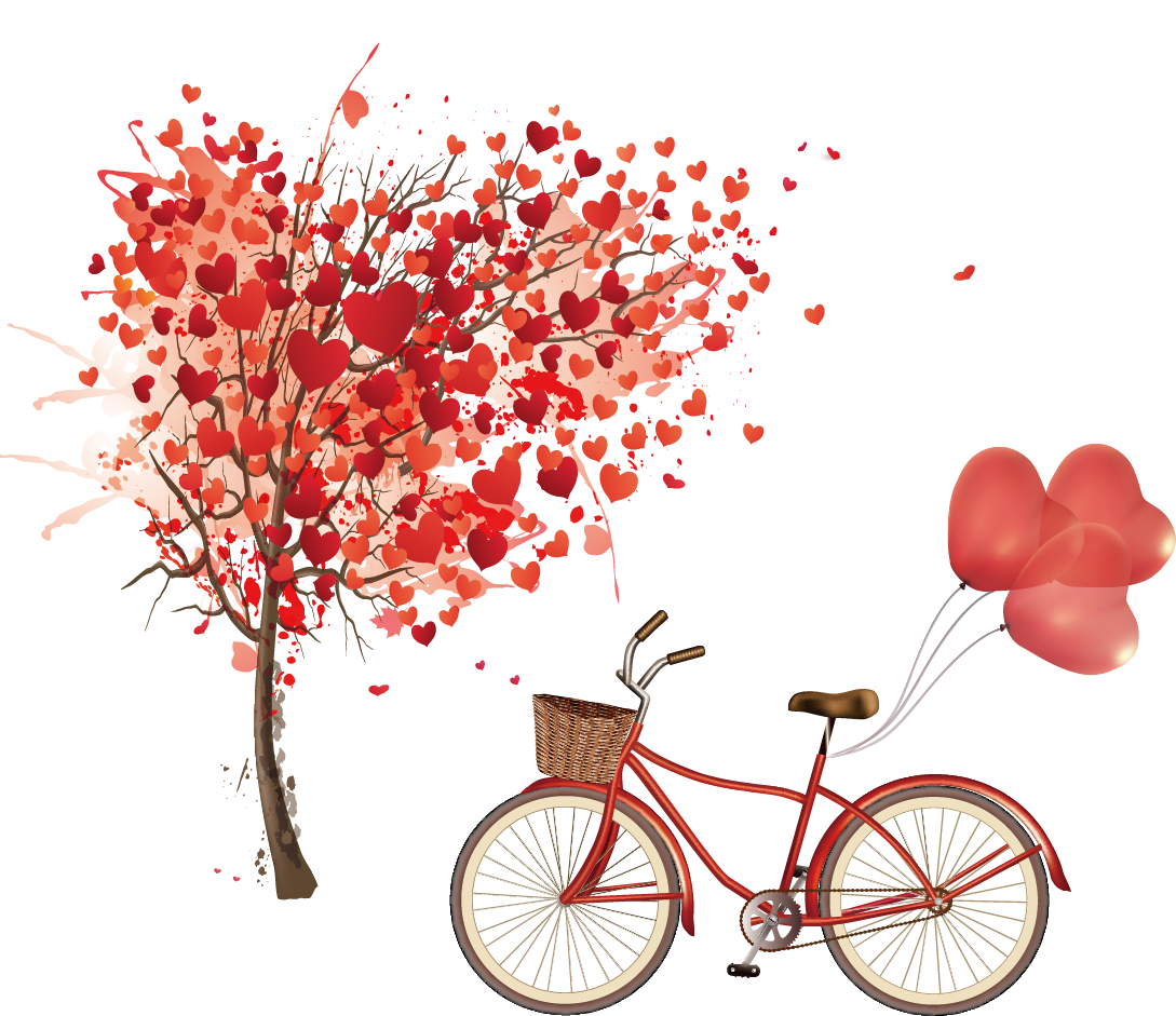 Велосипед с цветами на прозрачном фоне