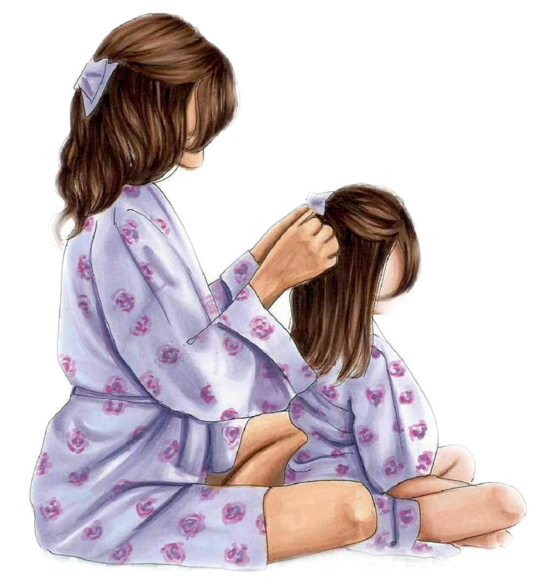 Модные иллюстрации мама и дочка