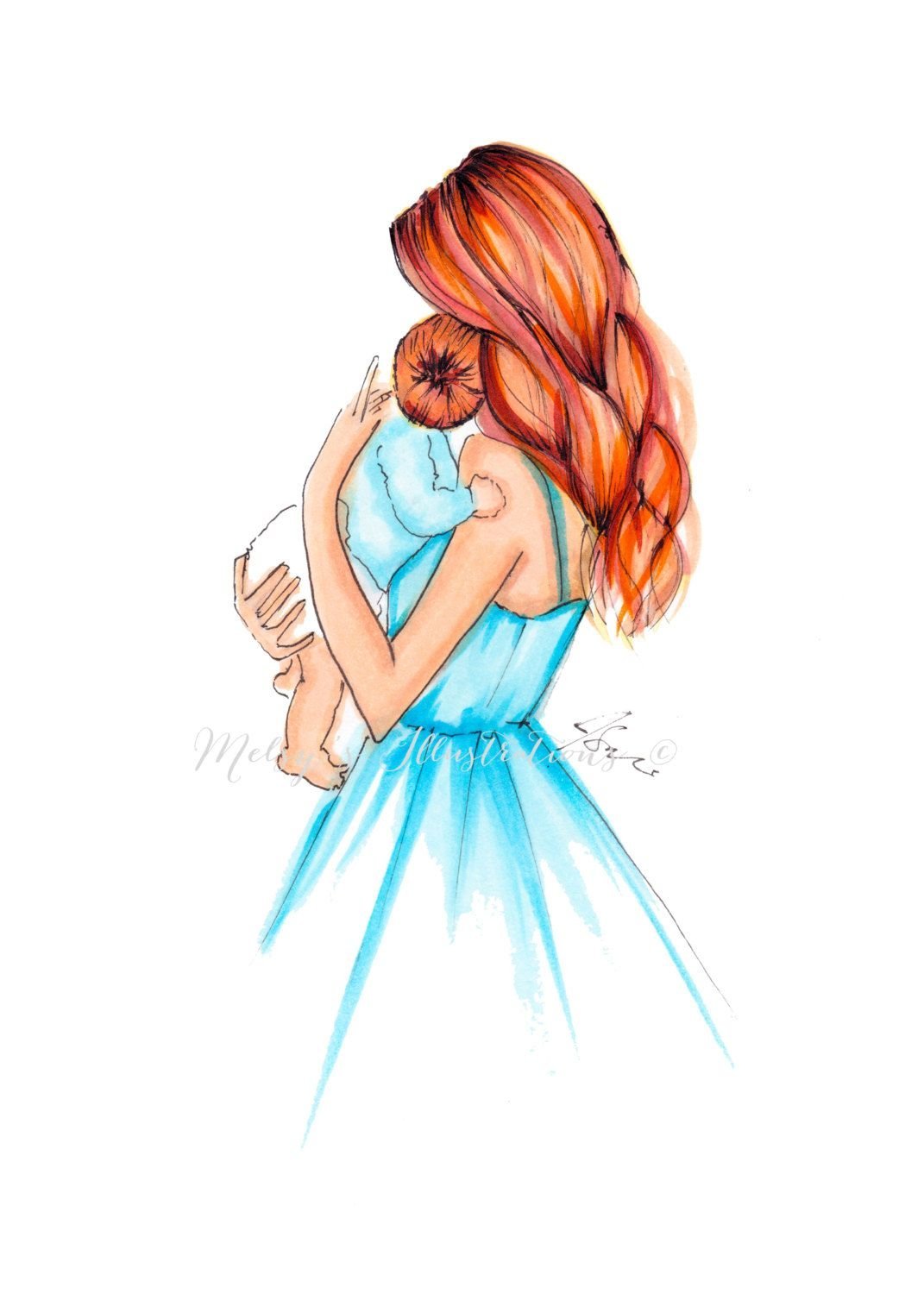 Мама с ребенком мультяшные