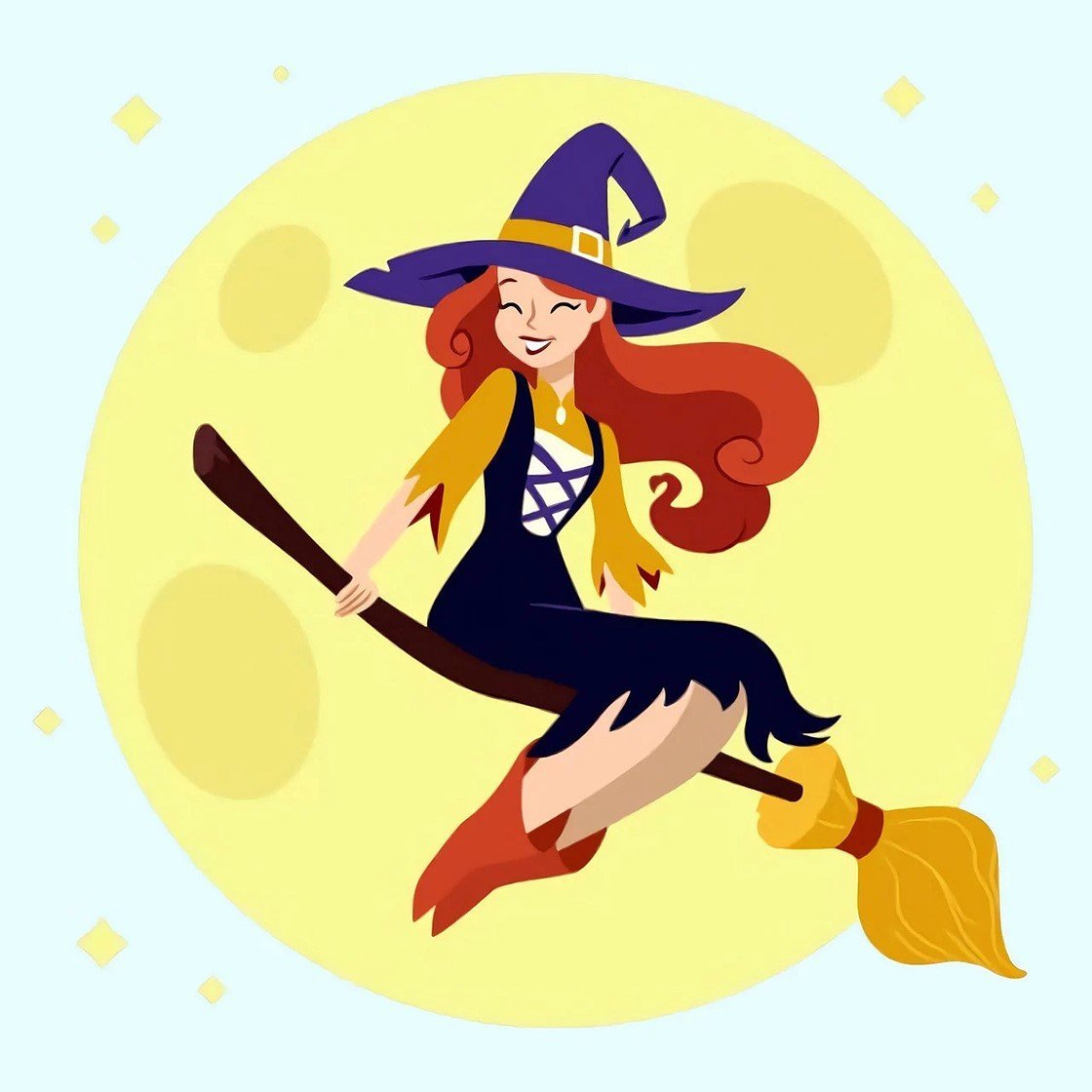 Ведьма на Хэллоуин для срисовки