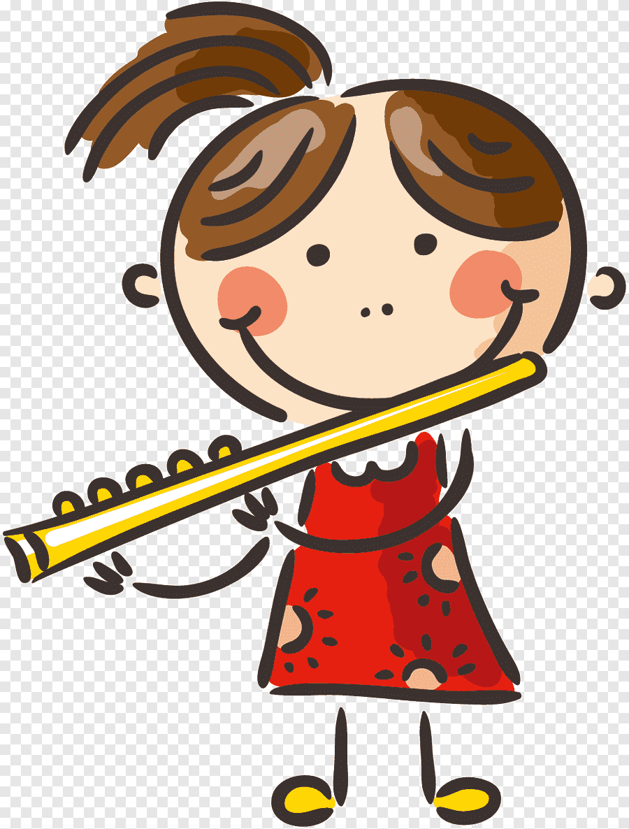 Мультяшная девочка на флейте