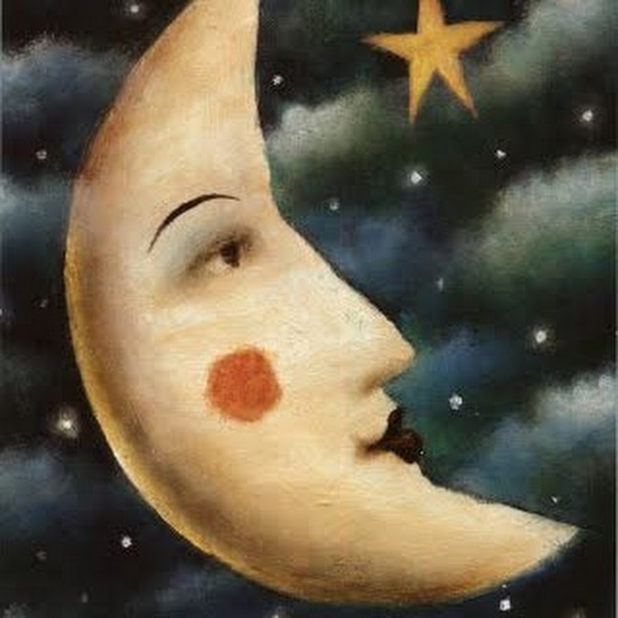 Месяц лицо Луна арт