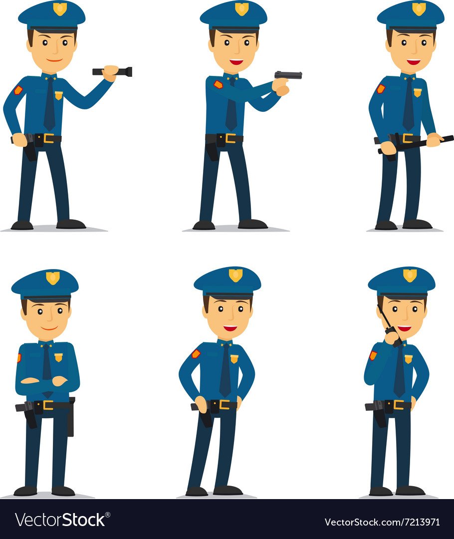 Полицейский в разных позах
