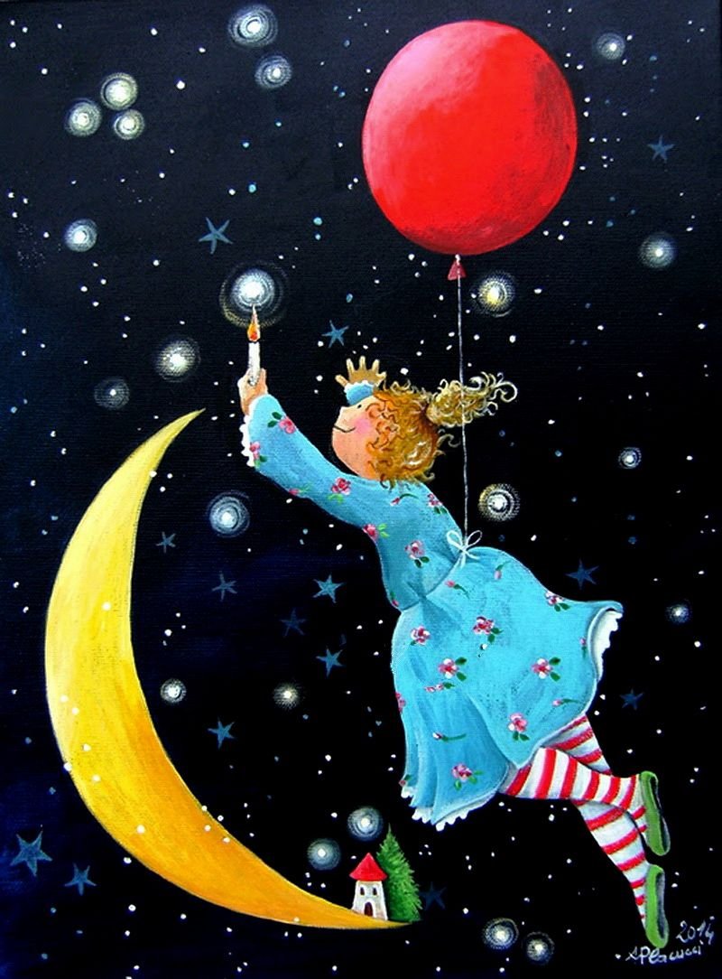 Милые иллюстрации ночь