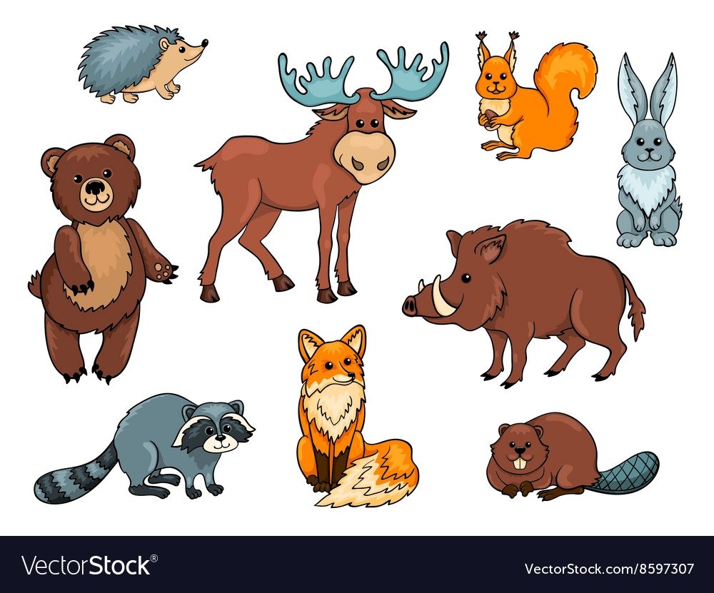 Животные леса вырезать для детей