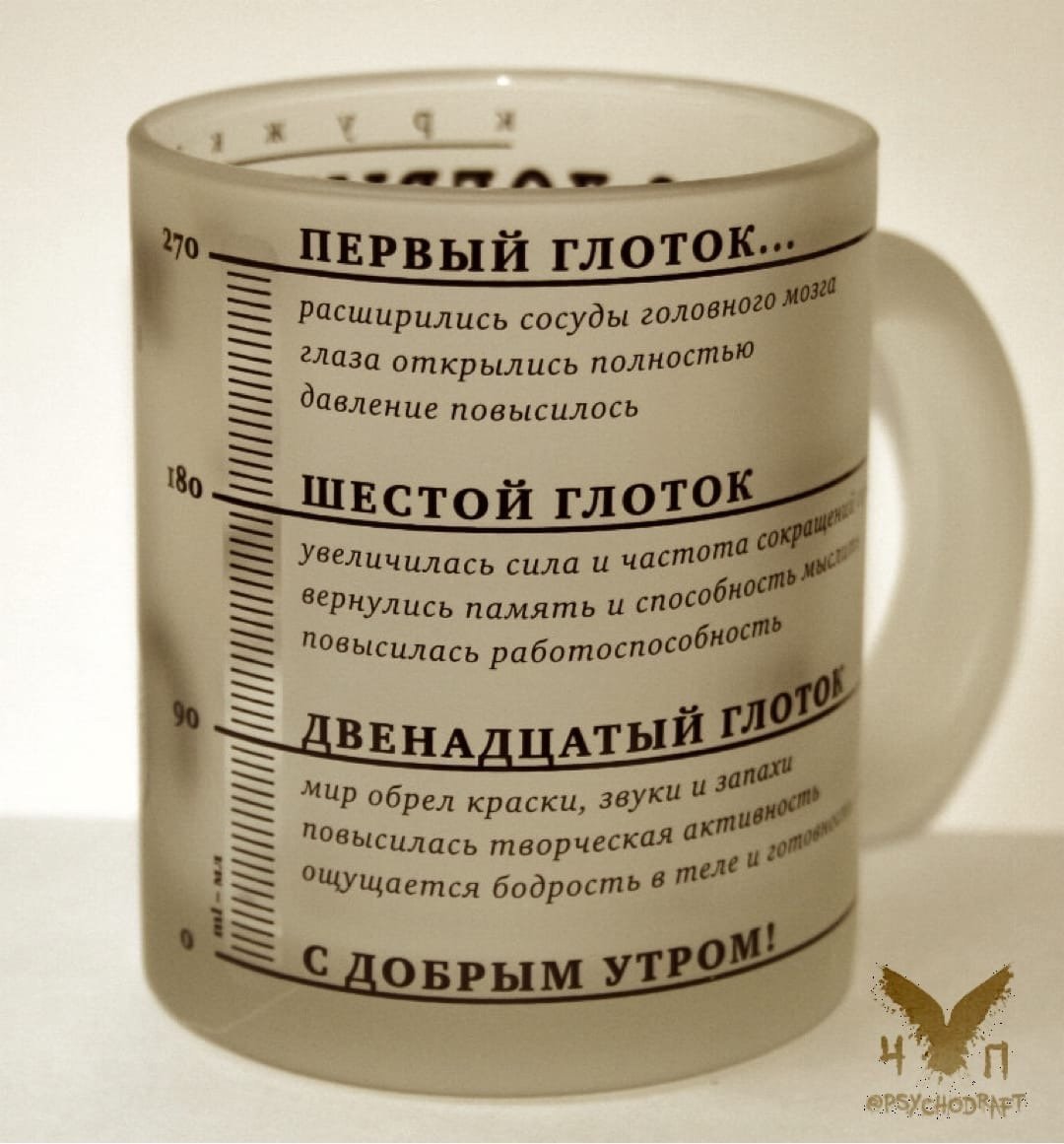 Кружка кофе для бодрости с надписью