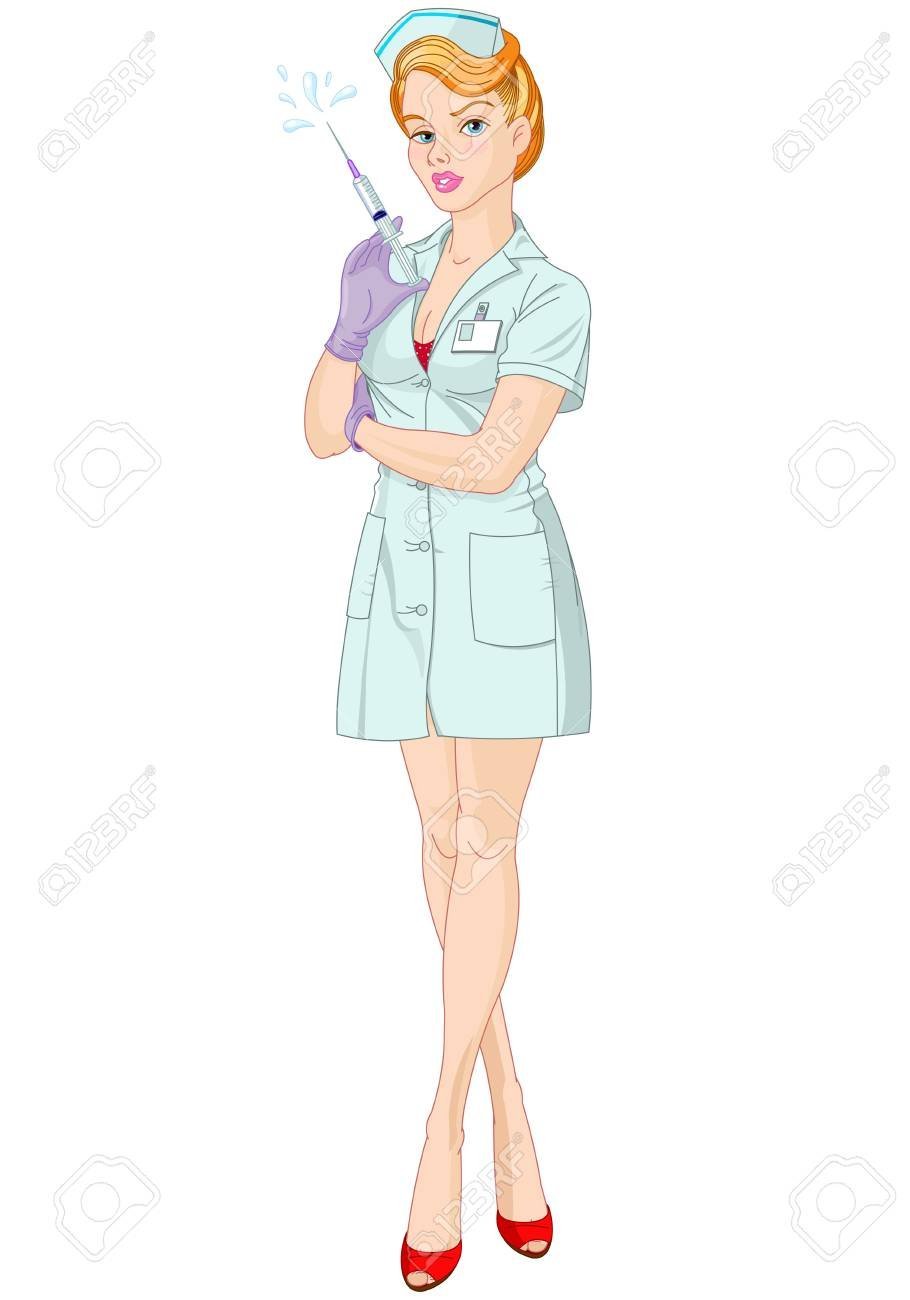 Медсестра со шприцом мультяшная