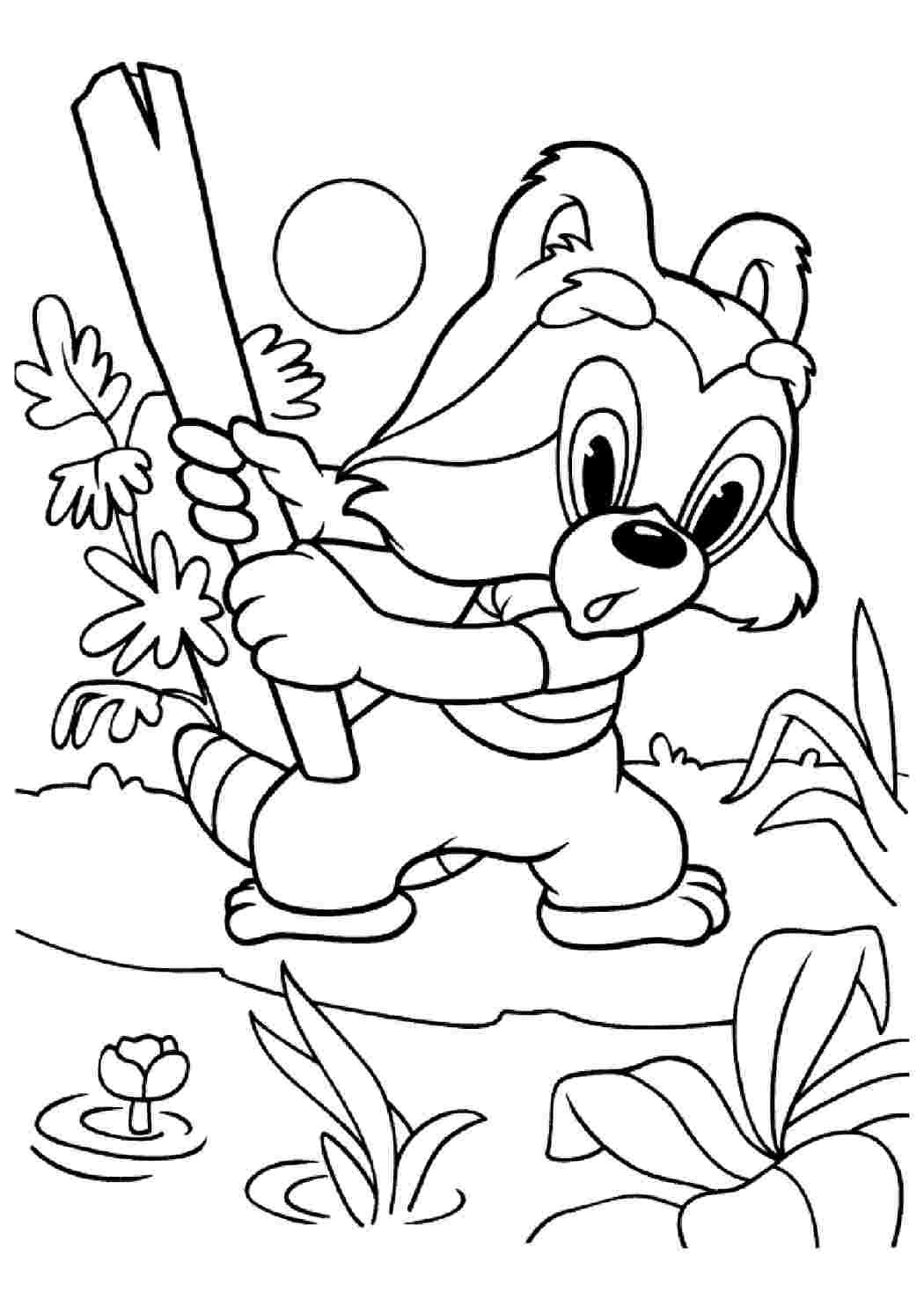 Крошка енот раскраска для детей
