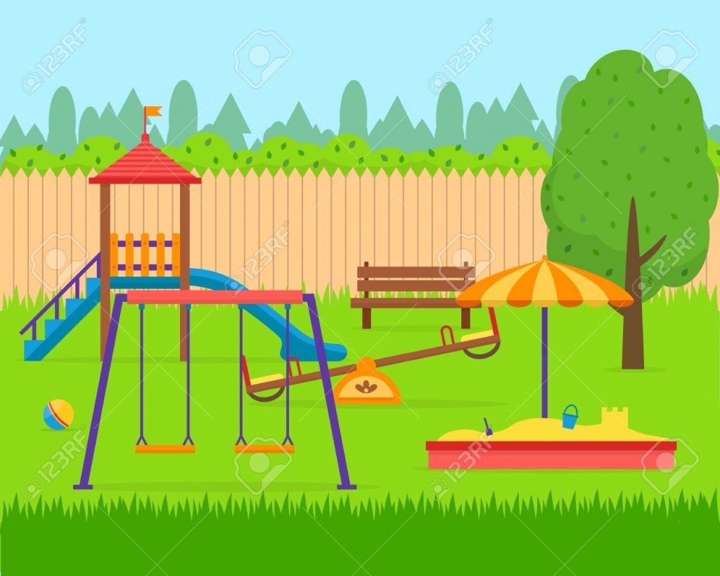 Двор вектор детская площадка