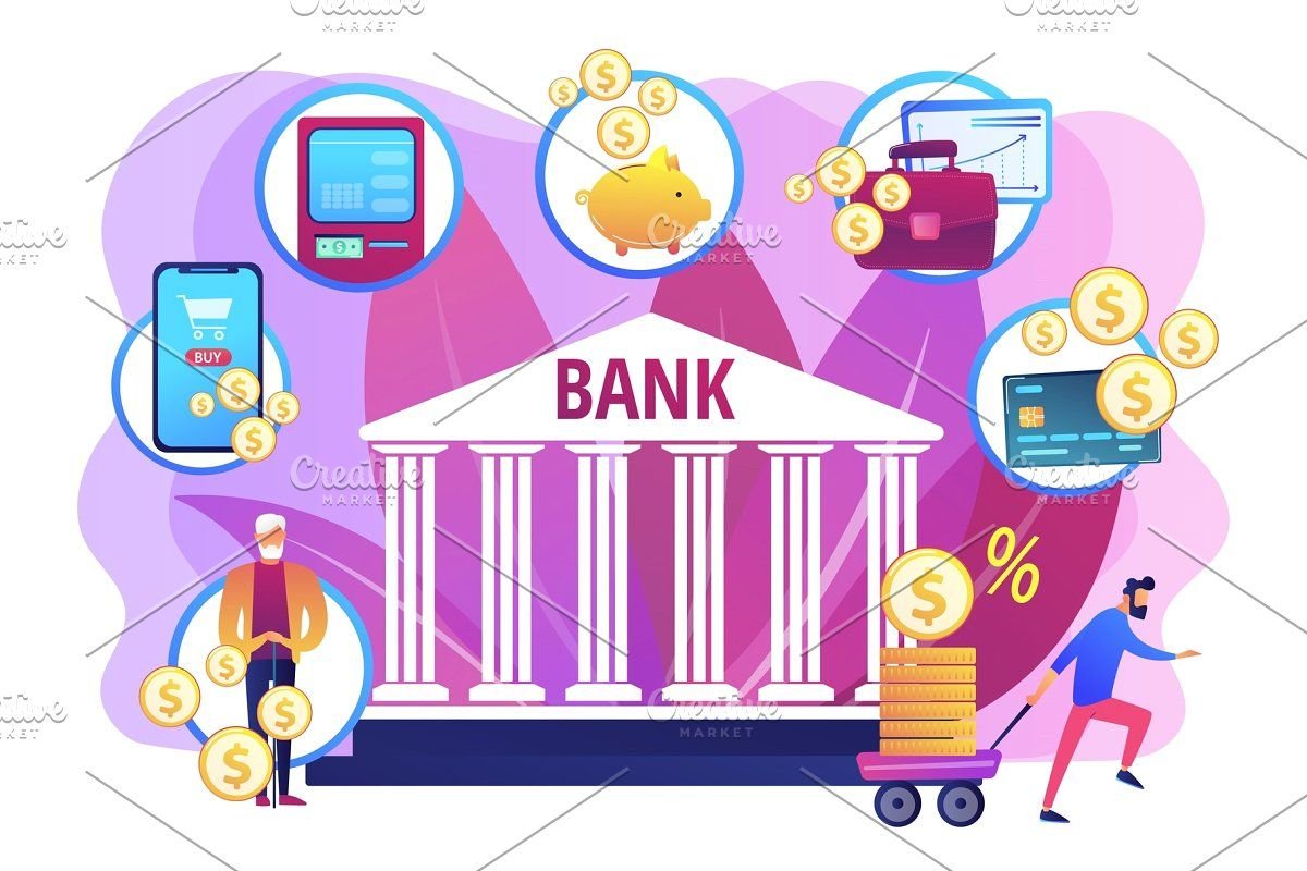 Банк здание на белом фоне