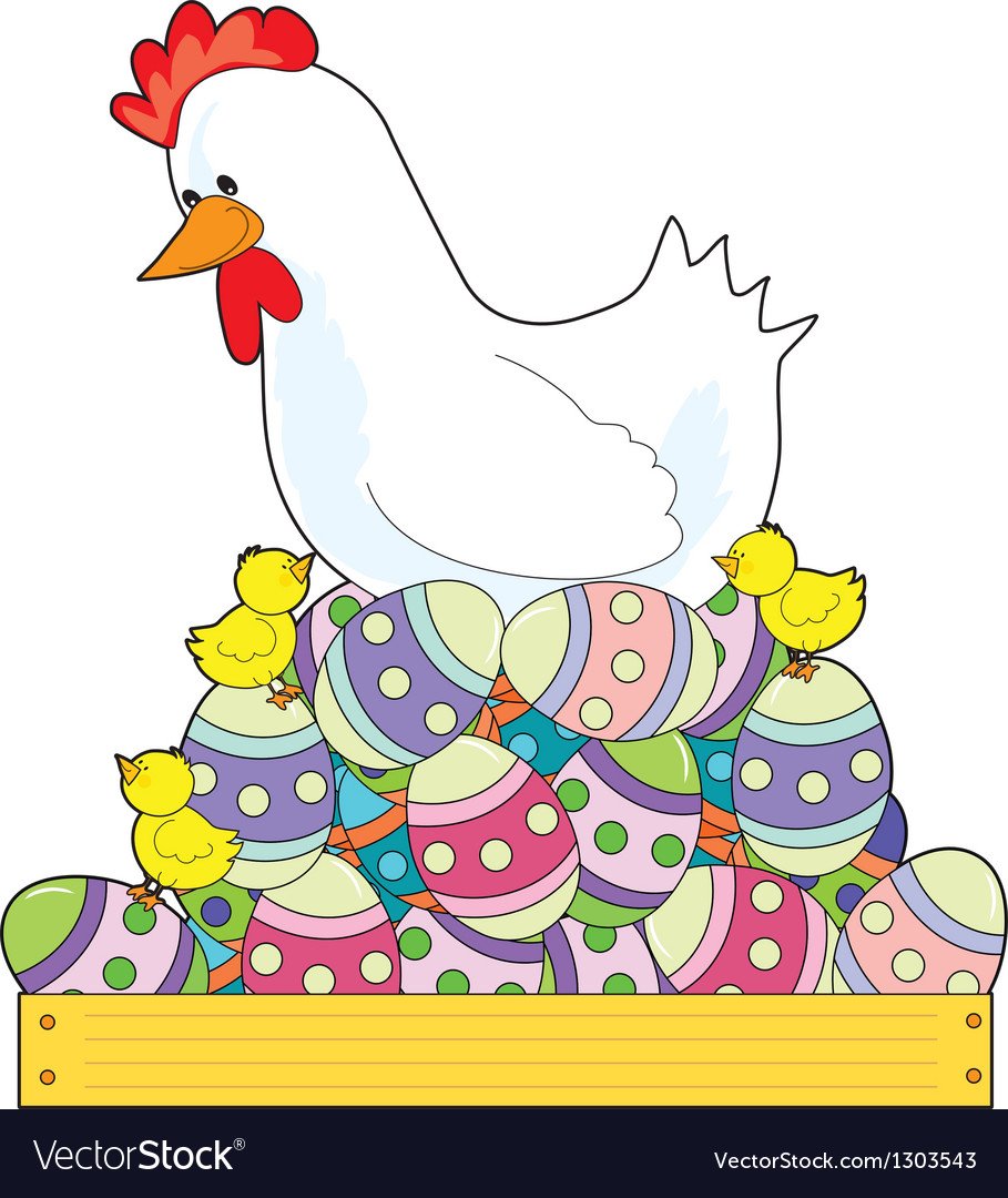 Курица с пасхальными яйцами