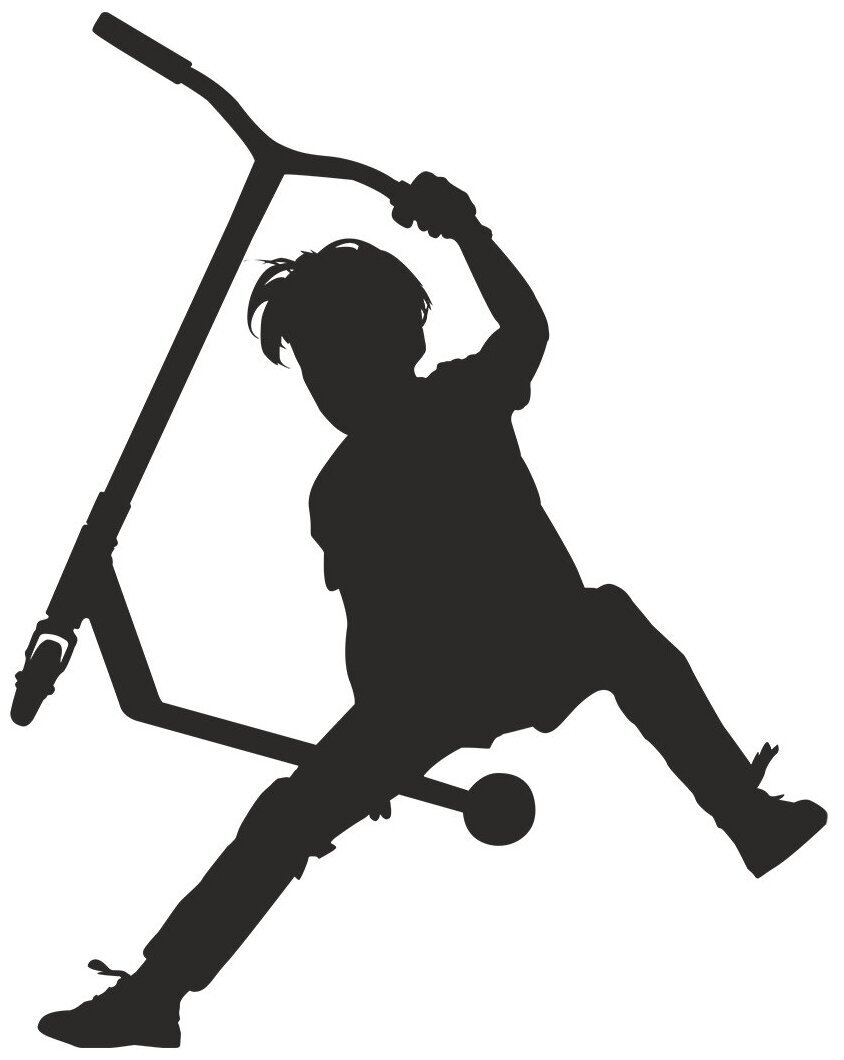 Силуэты людей с самокатом