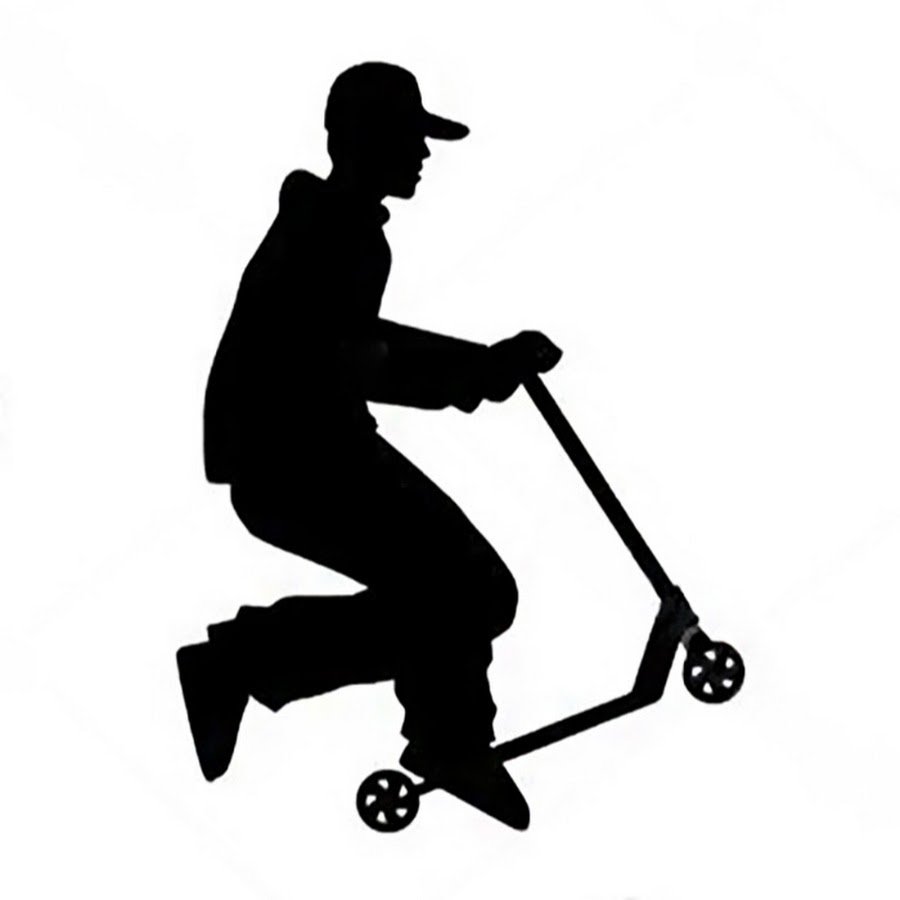 Человек на самокате силуэт