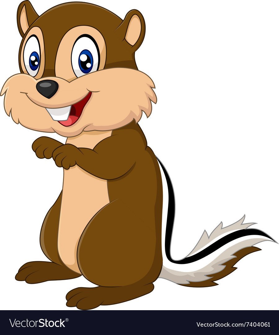 Веселый бурундук на белом фоне