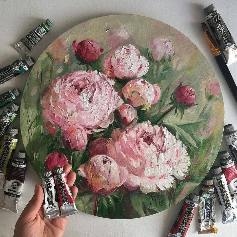 Пустая открытка с пионами