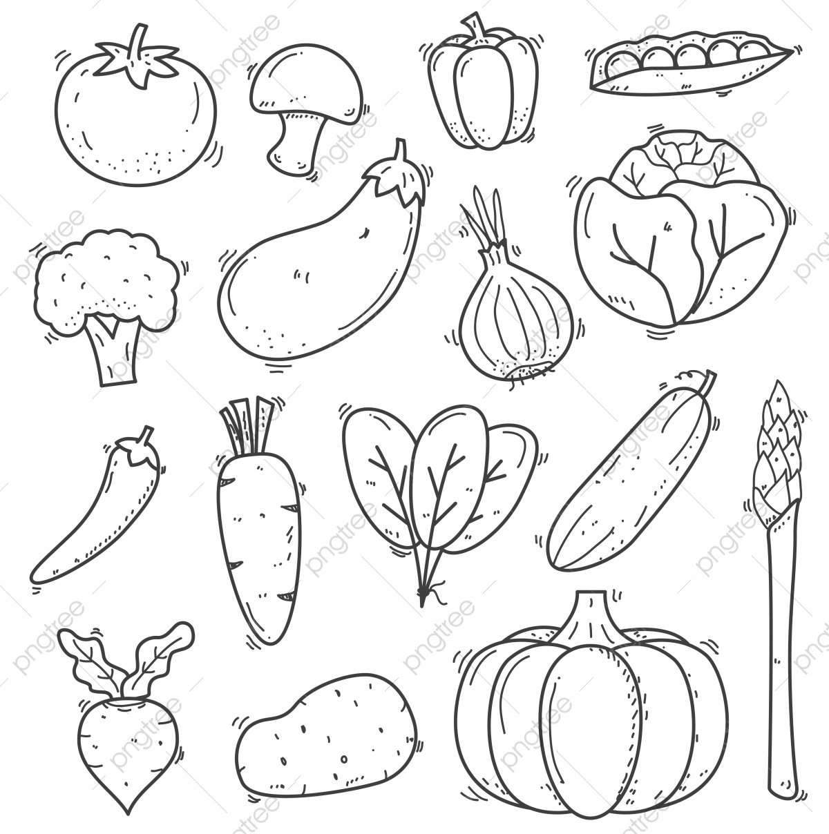 Овощи контурный рисунок