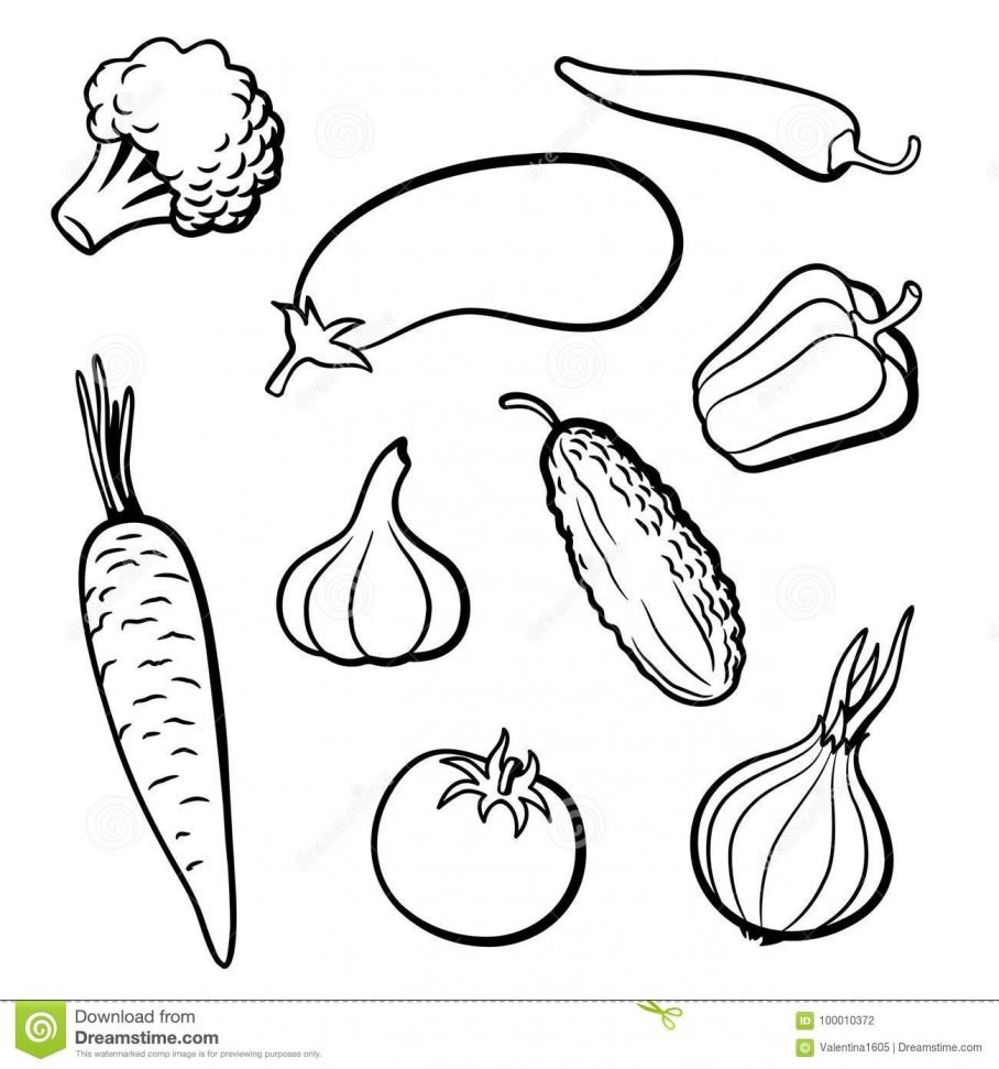 Овощи и фрукты раскраска для детей