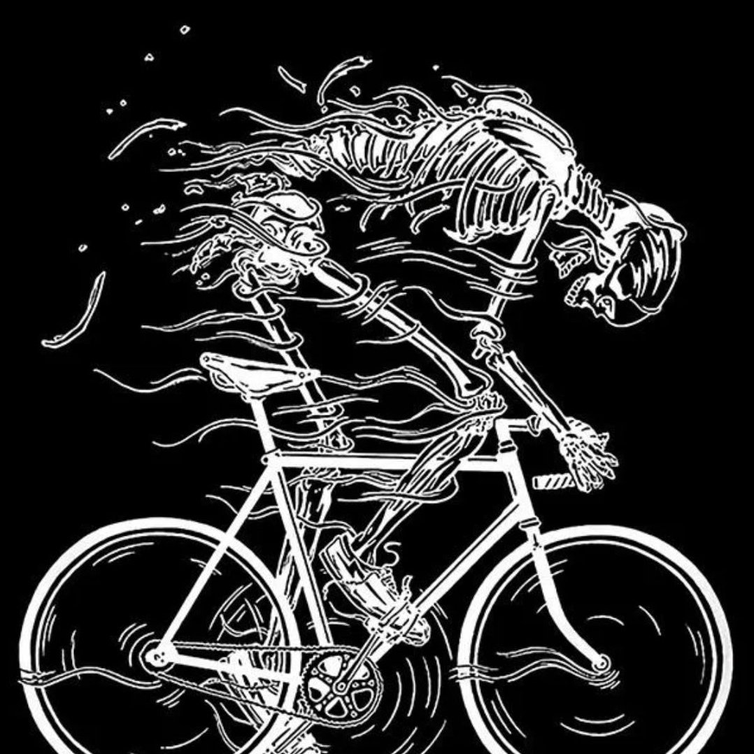 Велосипедист черно белый
