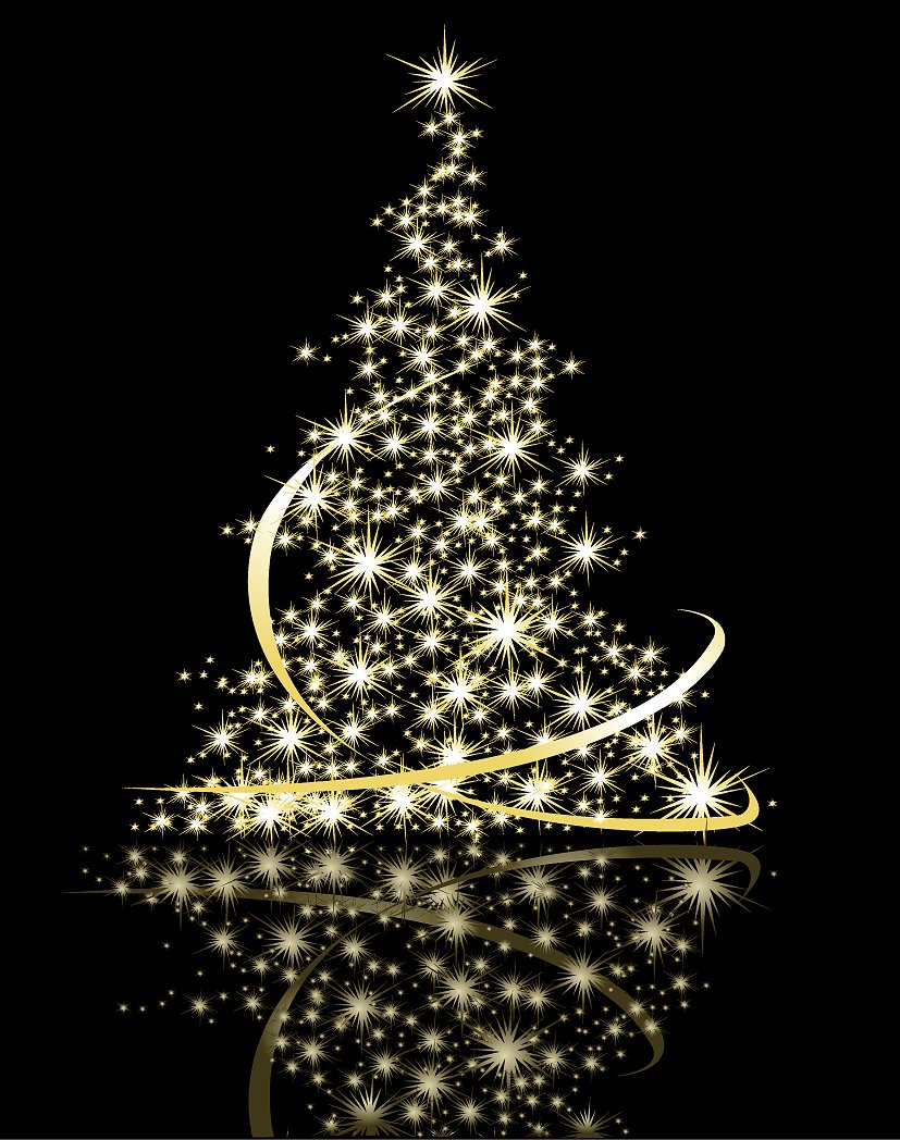 Новогодняя елка на черном фоне