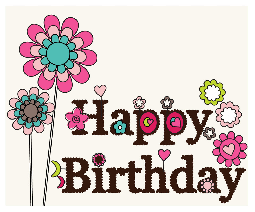 Happy Birthday надпись красивая на открытку