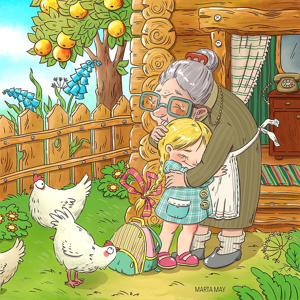 У бабушки в деревне иллюстрация