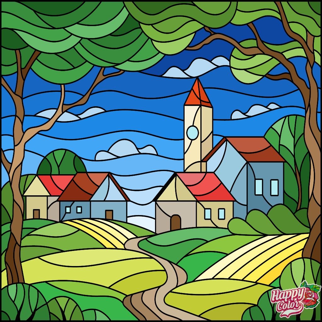 Пейзаж в декоративном стиле