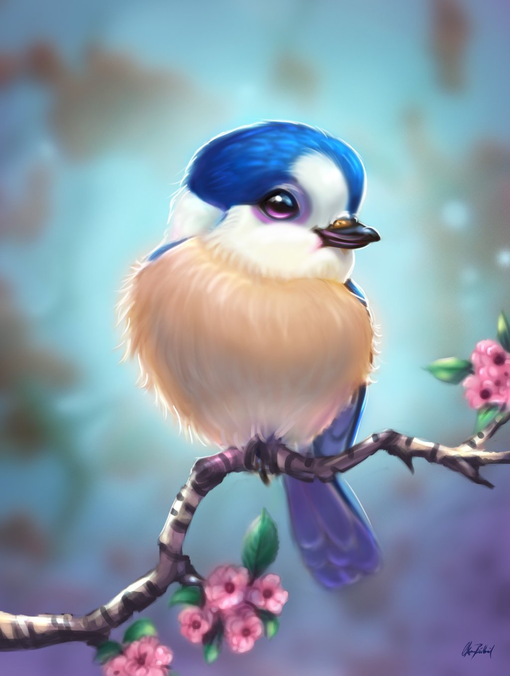 Неразлучники попугаи в кактусах