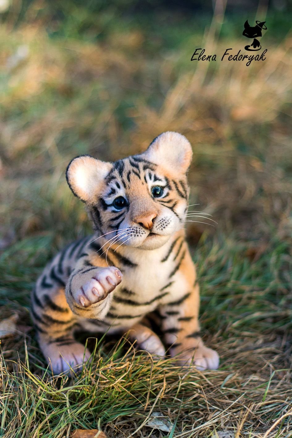 Тигр и котенок арт