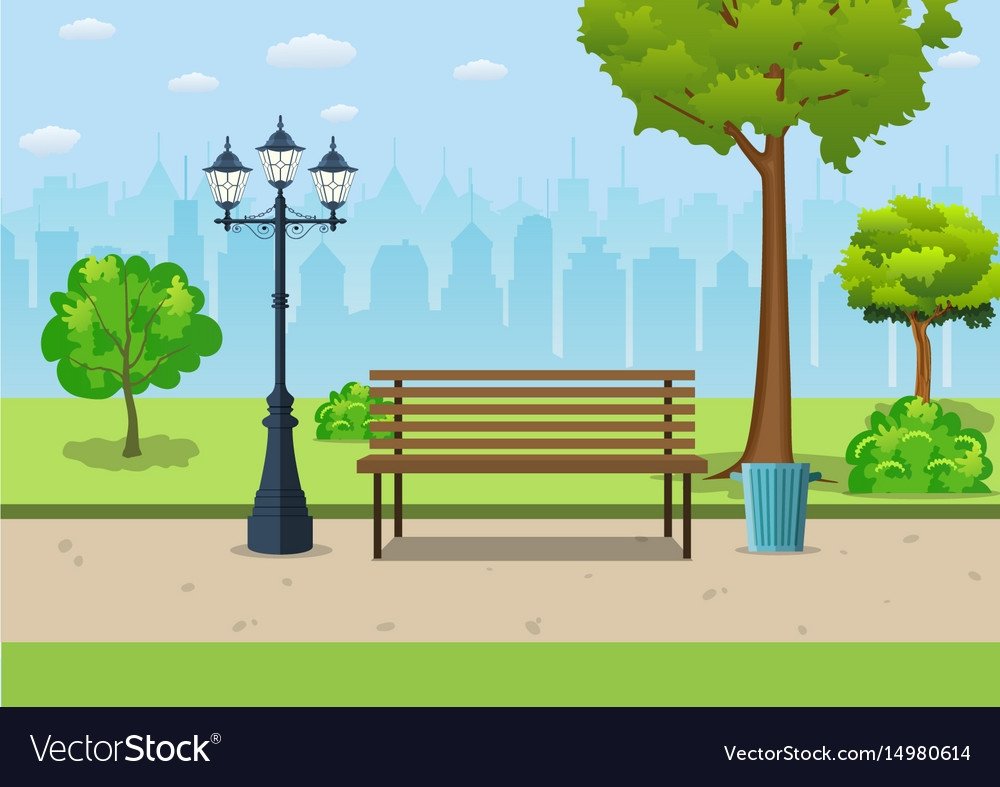 Мультяшная скамейка в парке