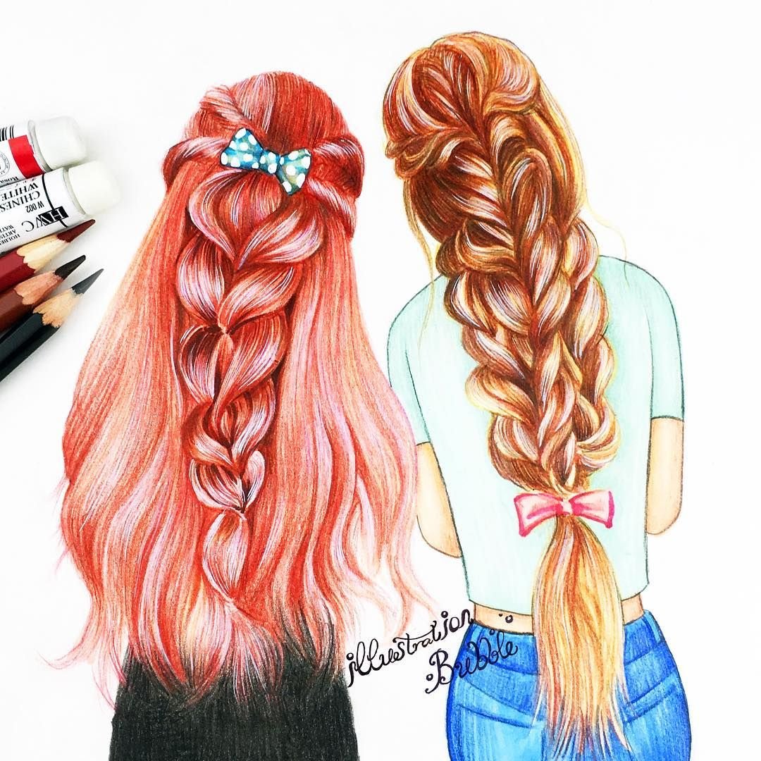 Рисунки для срисовки прически косички