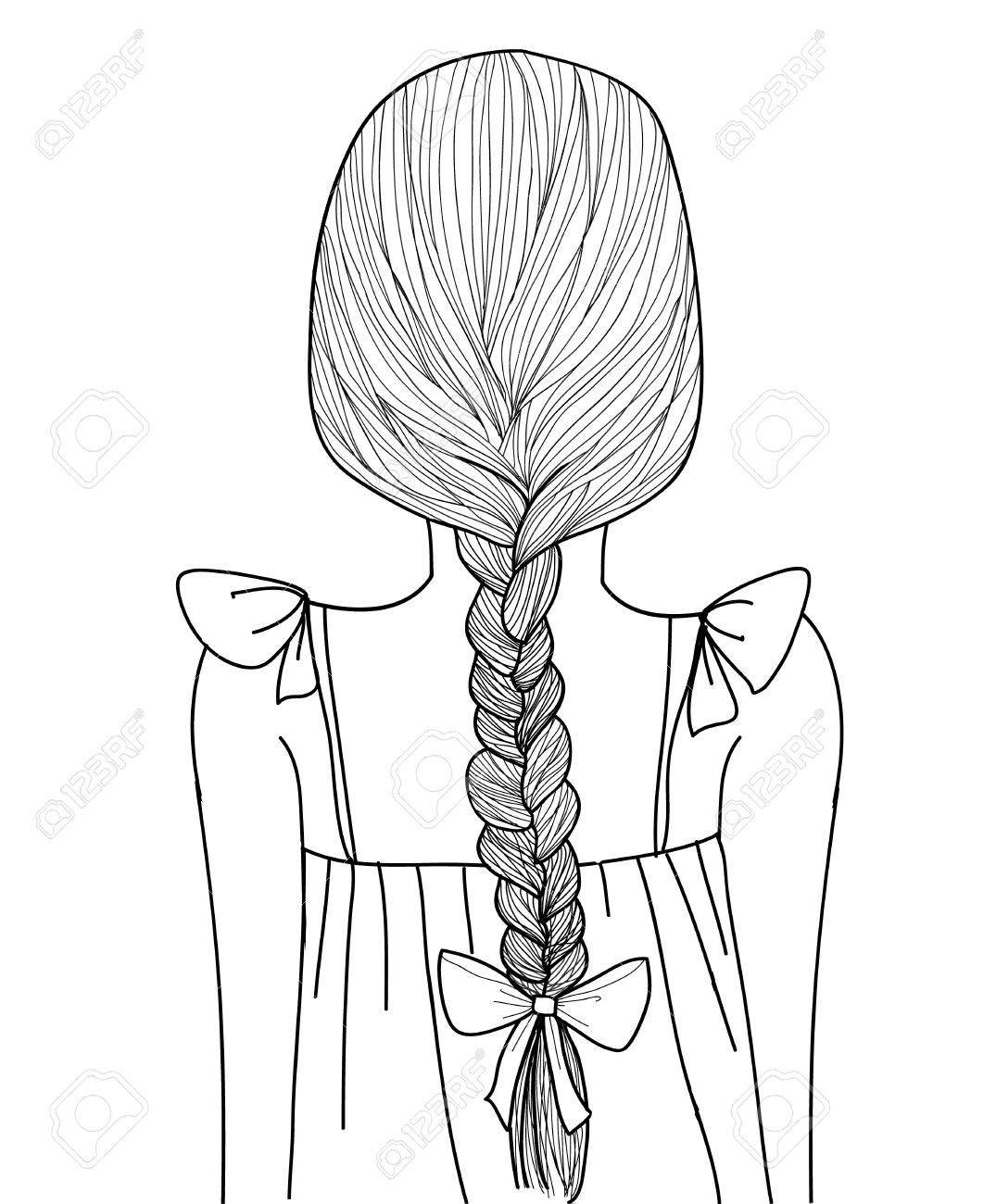 Раскраска девочка с косичками