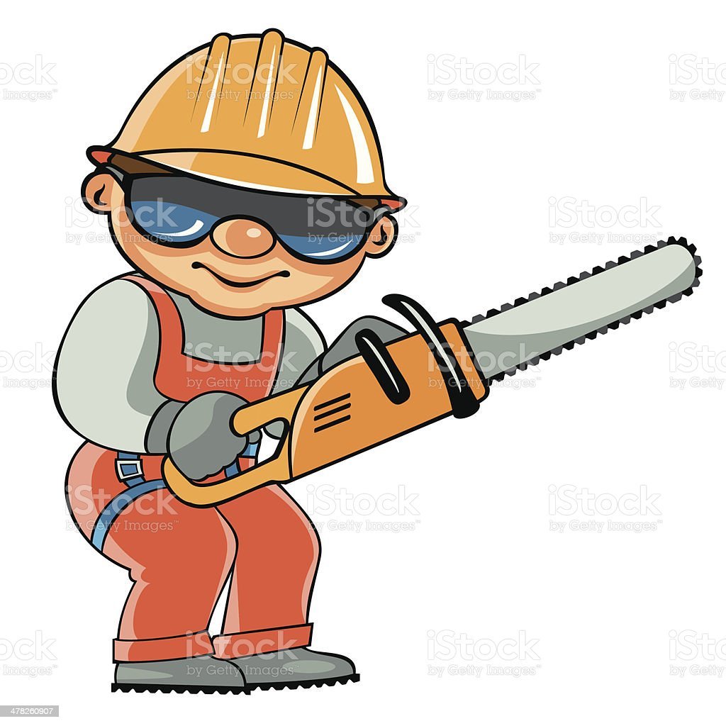 Человек с бензопилой вектор