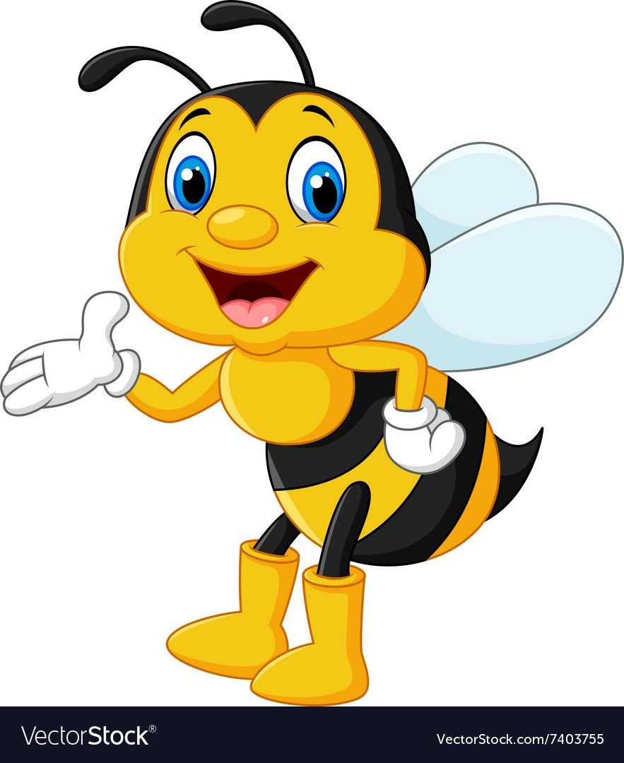 Пчелка мультяшная на белом фоне