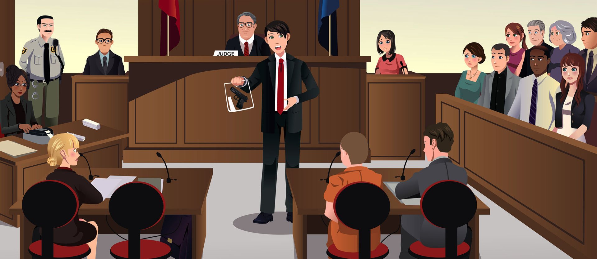 Адвокат защищает подсудимого