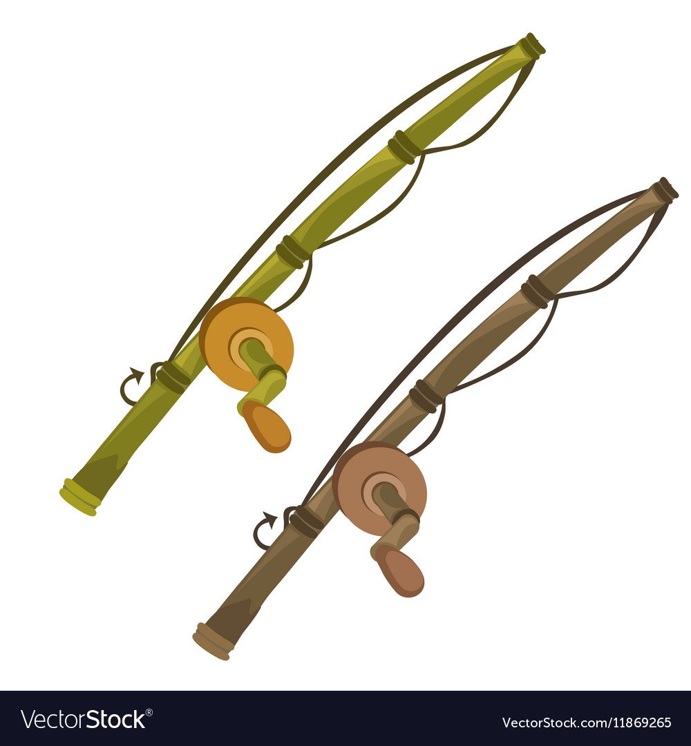 Удочка мультяшная на белом фоне