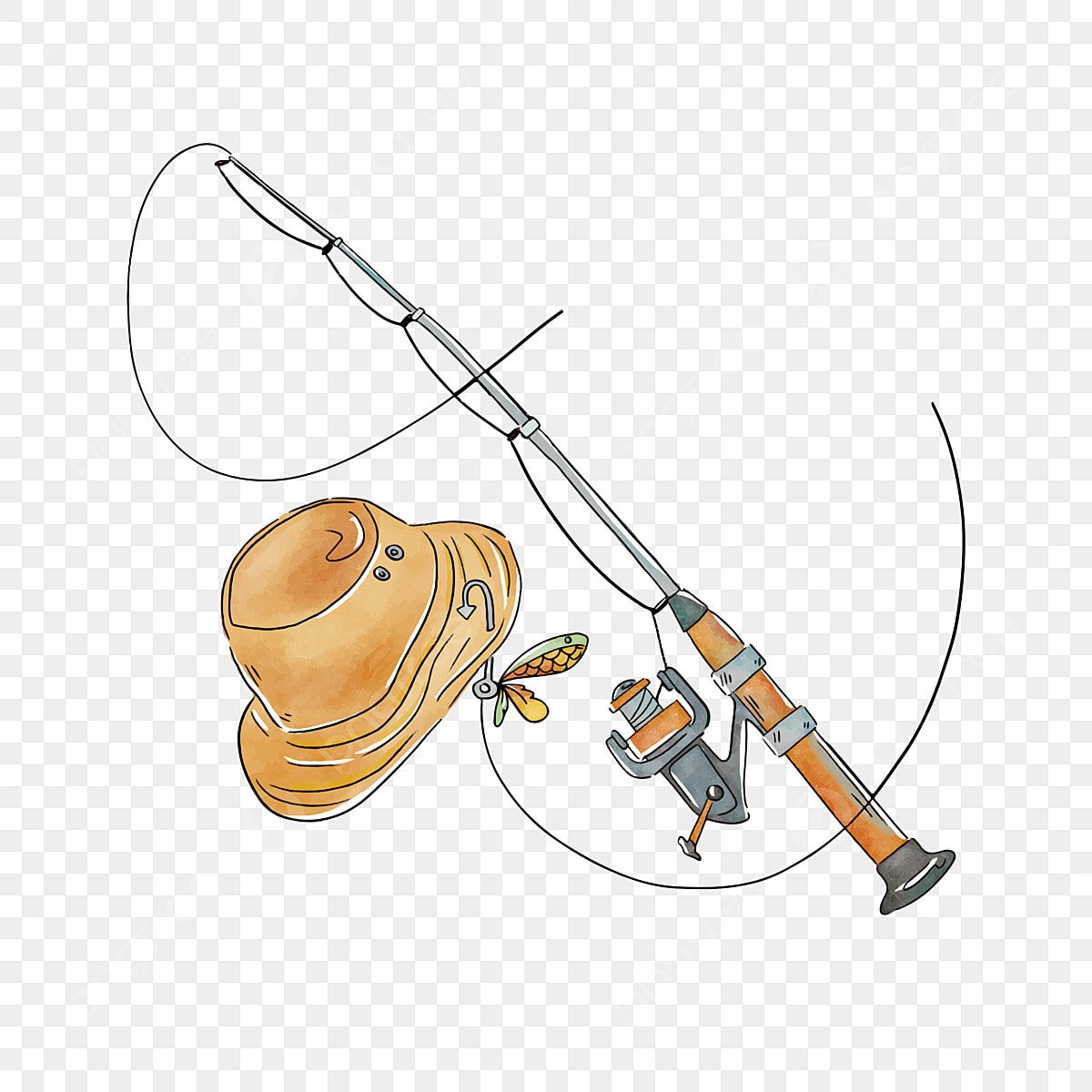 Рыба на удочке вектор