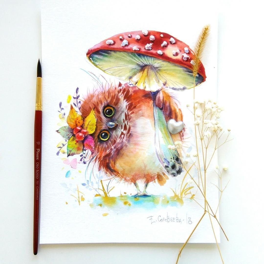 Акварельные птички Евгении Соловьевой