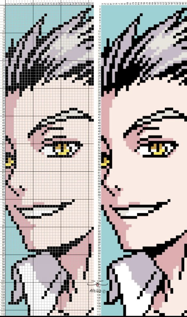 Рисунки по клеточкам аниме волейбол