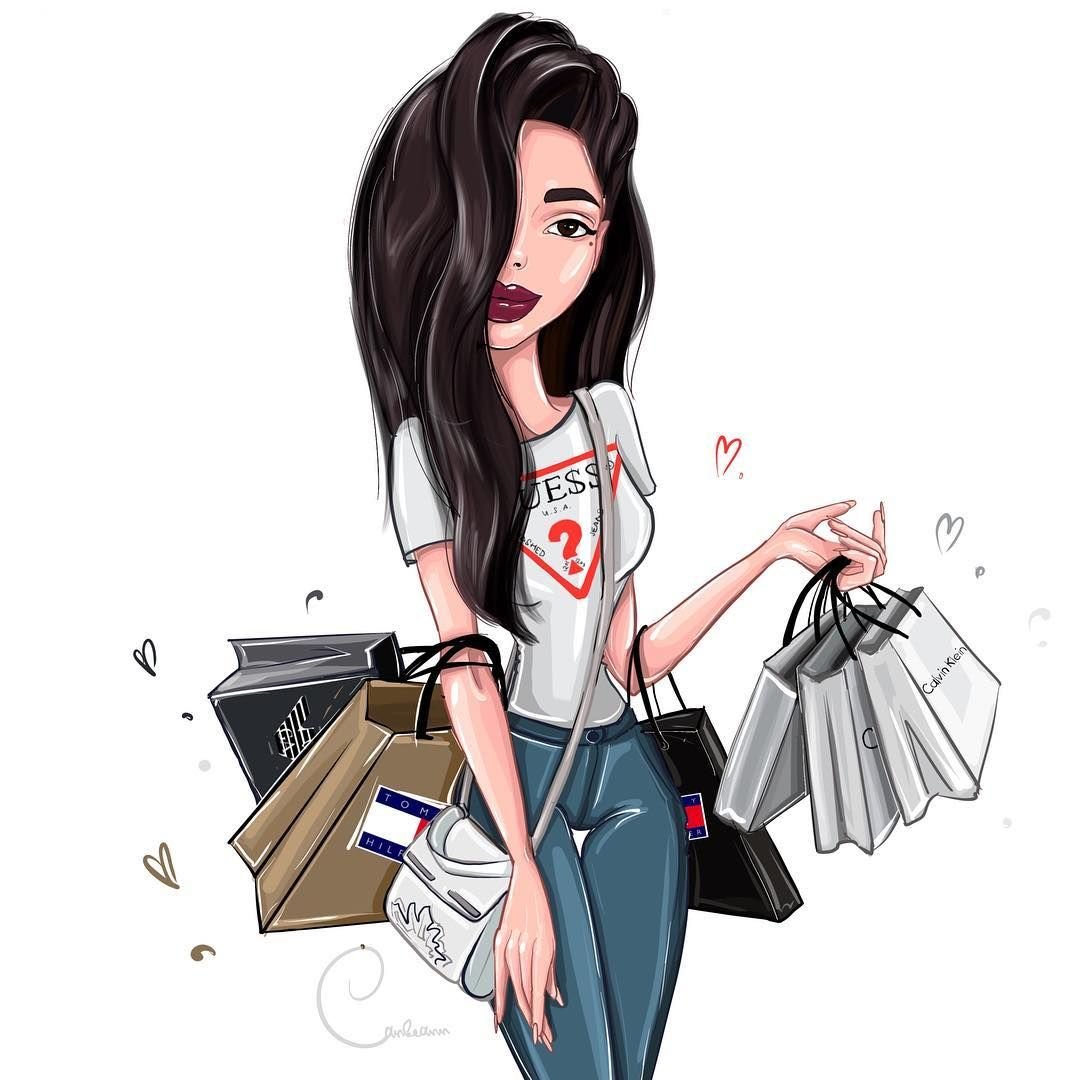 Силуэт девушки с покупками