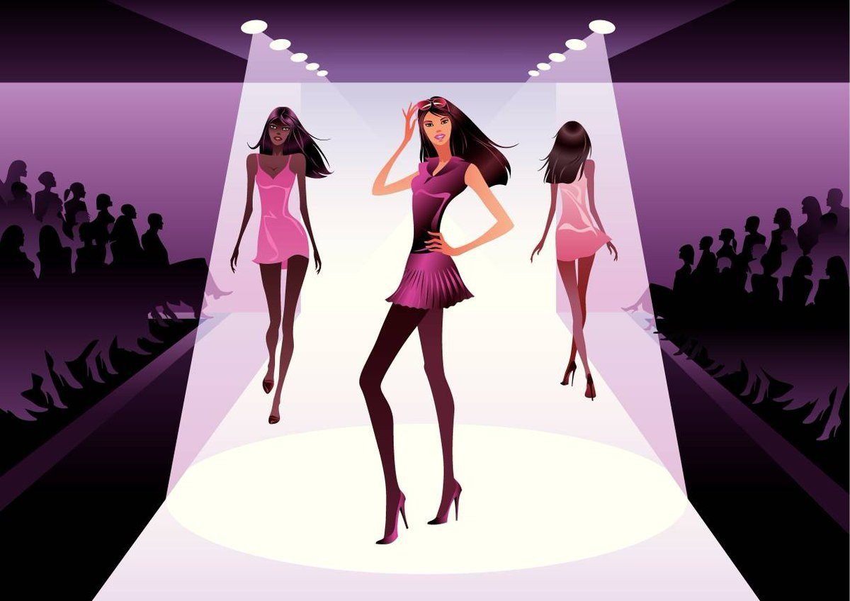 Модный показ на белом фоне