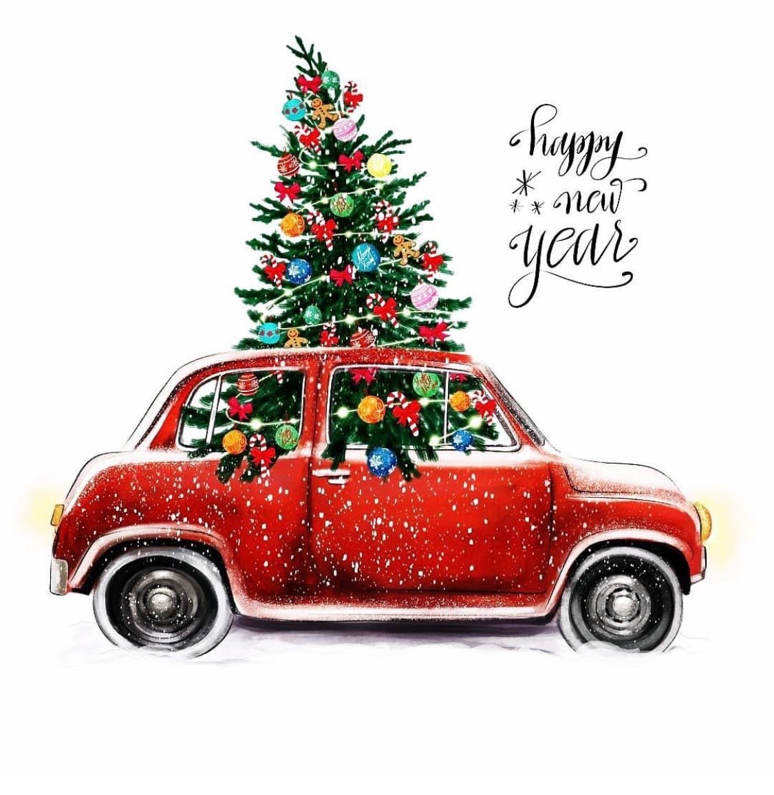 Новогодние картины девушка