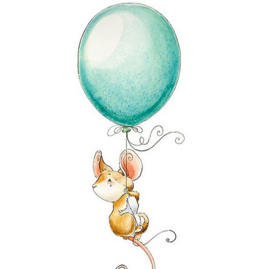 Акварельные звери с воздушными шарами