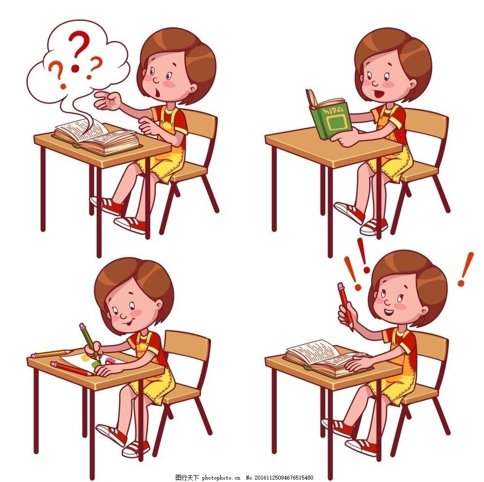 Ребенок сидит за партой и думает