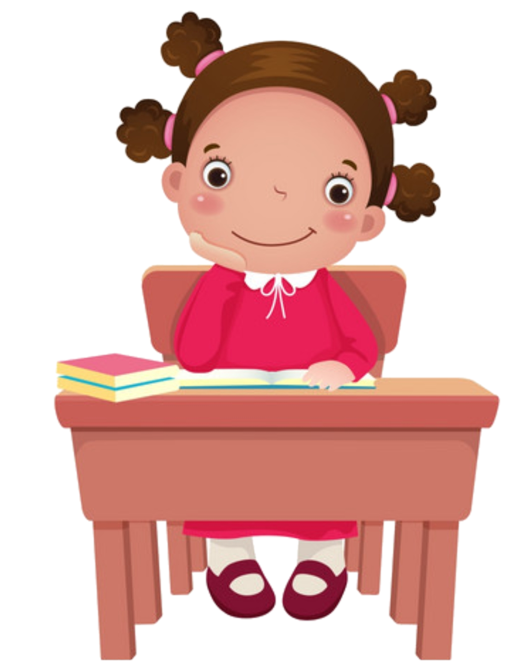 Девочка за партой мультяшный